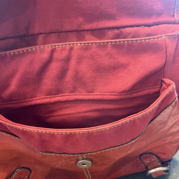 Fossil Red Leather/Canvas Handbag - Picture 6 of 6